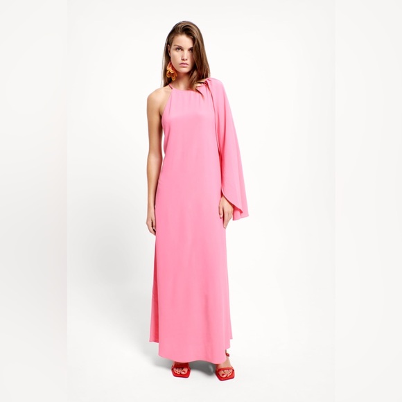 Zara dress cape oversize kimono blogger pink maxi long wedding party summer - Picture 8 of 13
